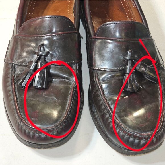 Allen Edmonds Stowe Burgundy Leather Tassel Loafers Men’s 12 Narrow (B) READ main image 9